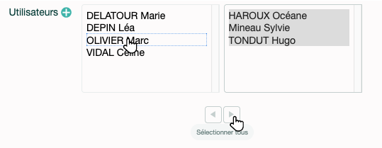 Sélectionner les utilisateurs concernés