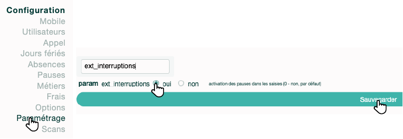 Activer le paramètre