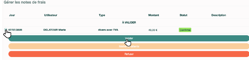 Validation d'une note de frais